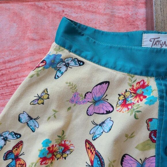 Tatyana Beige Butterfly Print High Waist Full Swing Circle Skirt Small - Picture 5 of 11